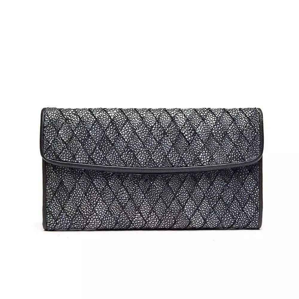 GenuinePearl Stingray Leather Large Flap Wallet For Women
