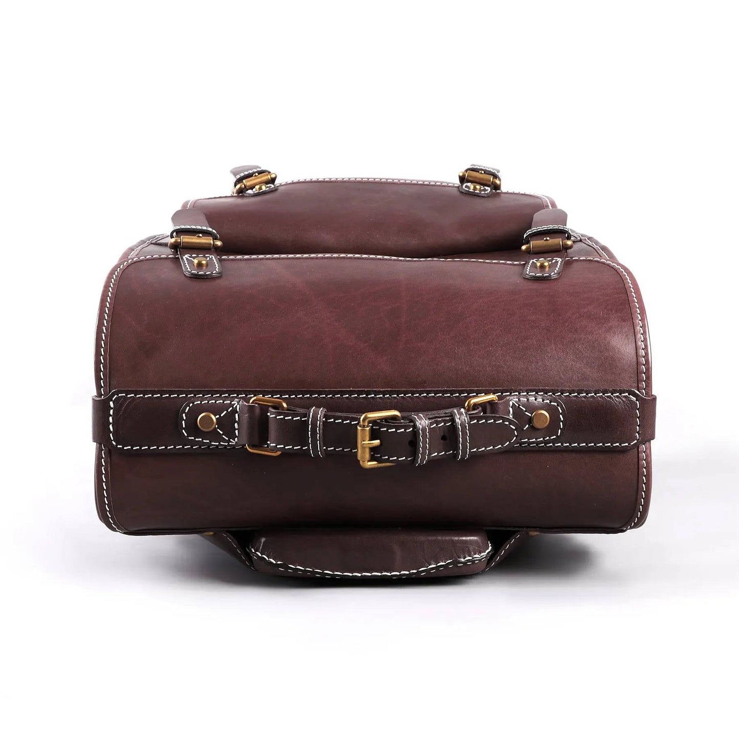 Genuine Vintage Vegetable Tanned Leather Check-In Carry On Business Rolling Bag Rotate Universal Wheel 23 Inch Leather Business Trolley Bag