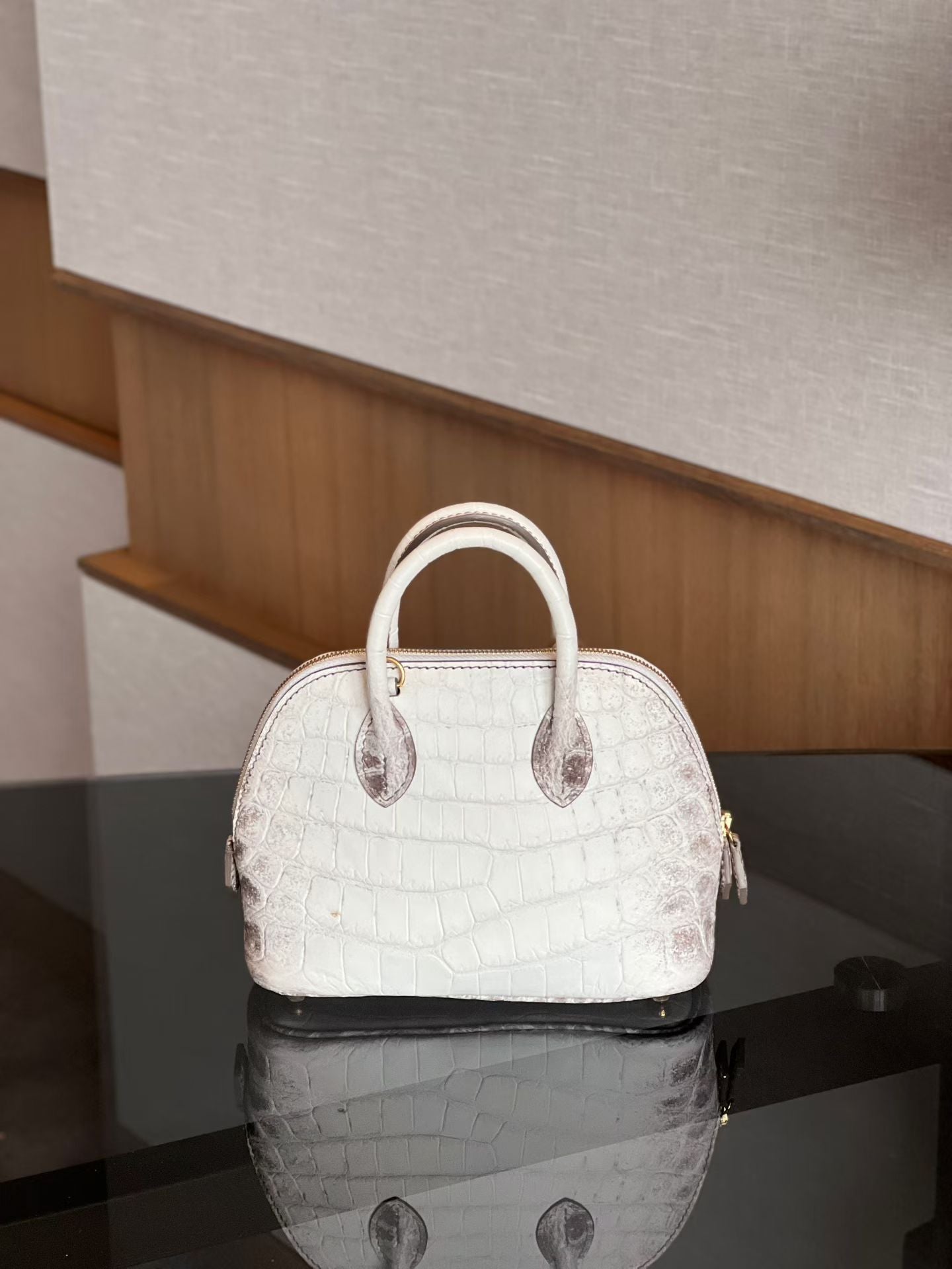 Womens Genuine Crocodile Skin Leather Cross Body Handle Bag Mini