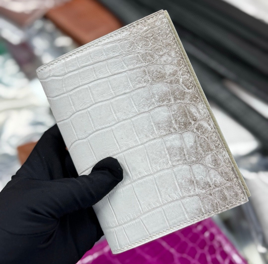 Crocodile Skin Leather Passport Case