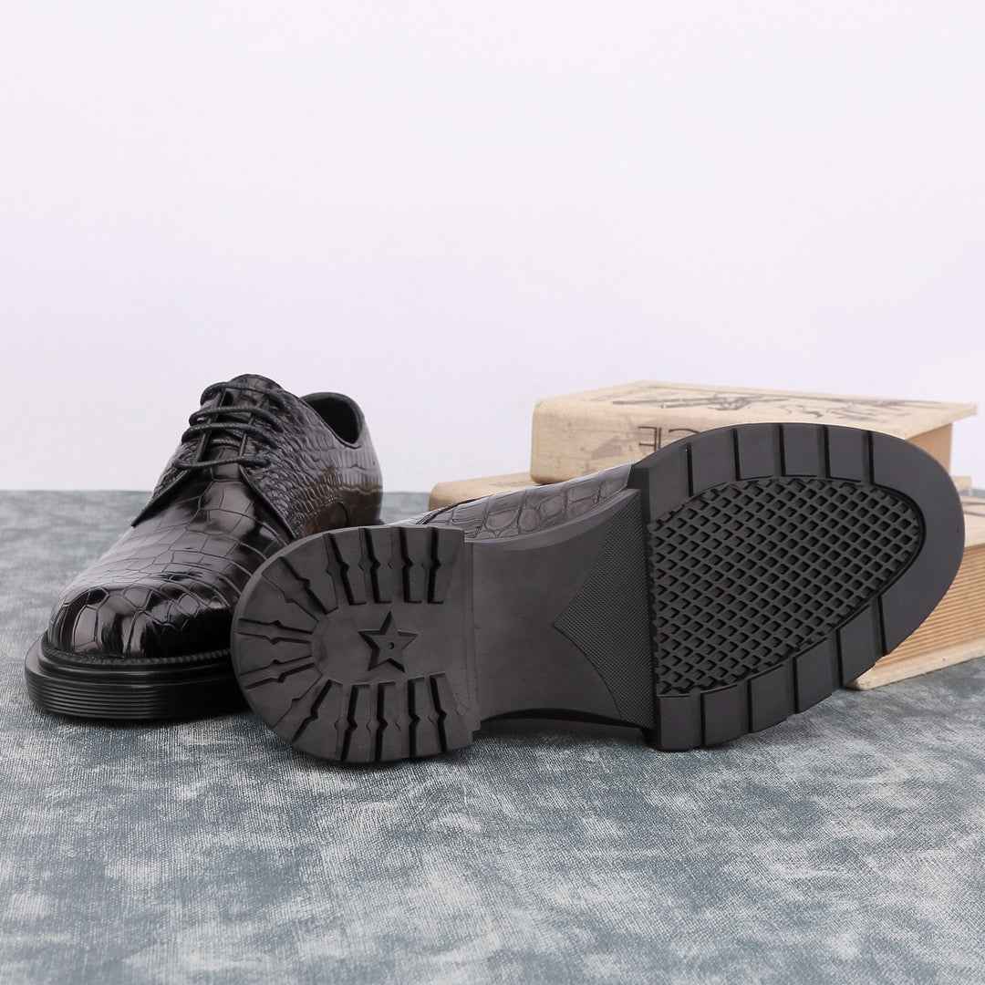Crocodile Shoes Siamese  Crocodile Belly Lace-Up Dress Shoes