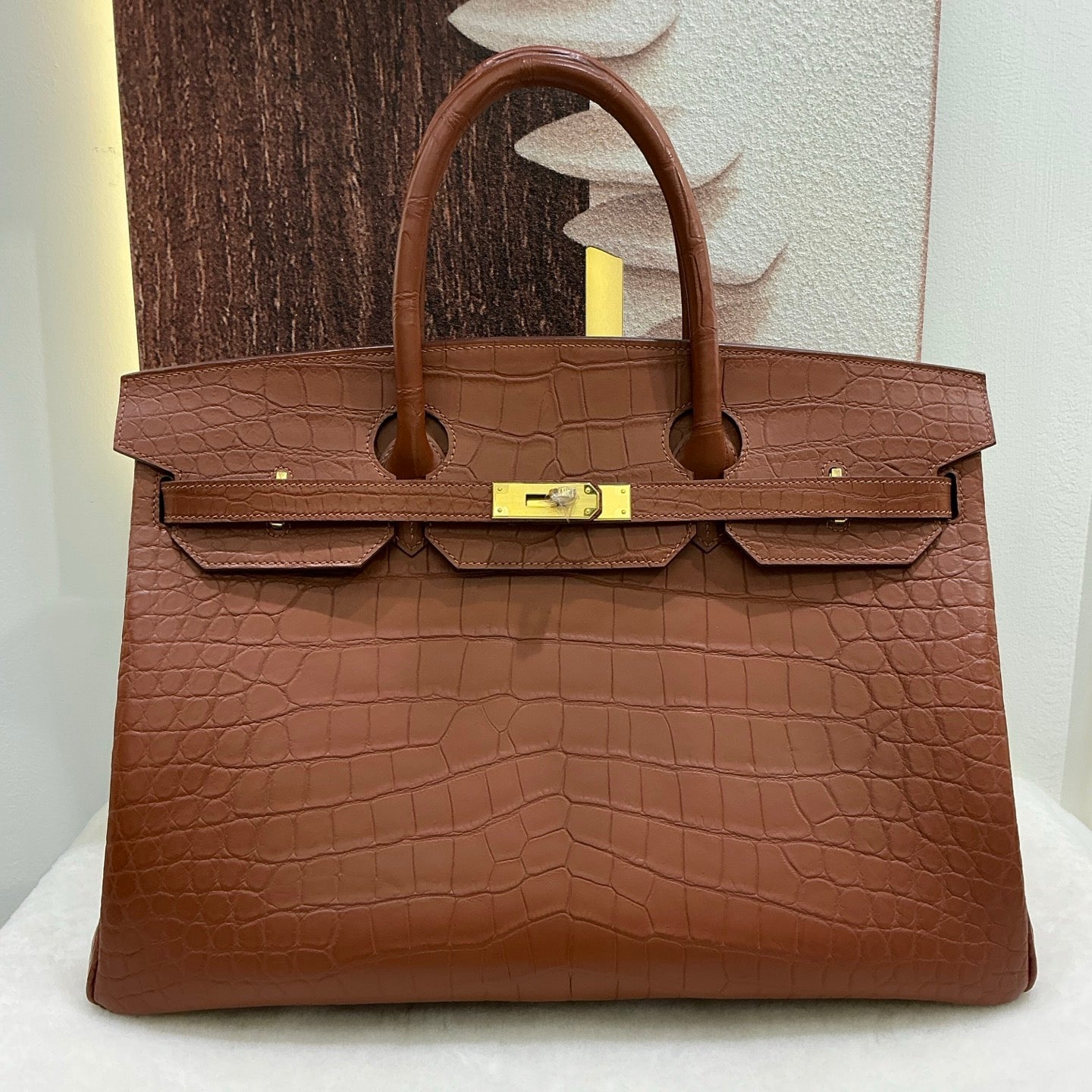 Preorder Genuine Matt US Alligator Crocodile Skin Leather 40cm Business Top Handle Handbags Office Bags Dark Grey