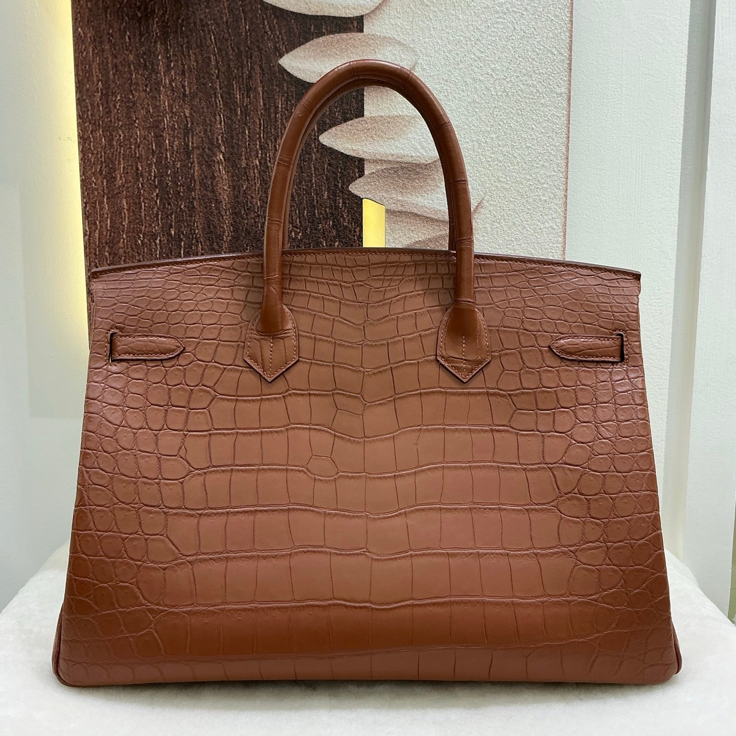 Preorder Genuine Matt US Alligator Crocodile Skin Leather 40cm Business Top Handle Handbags Office Bags Dark Grey