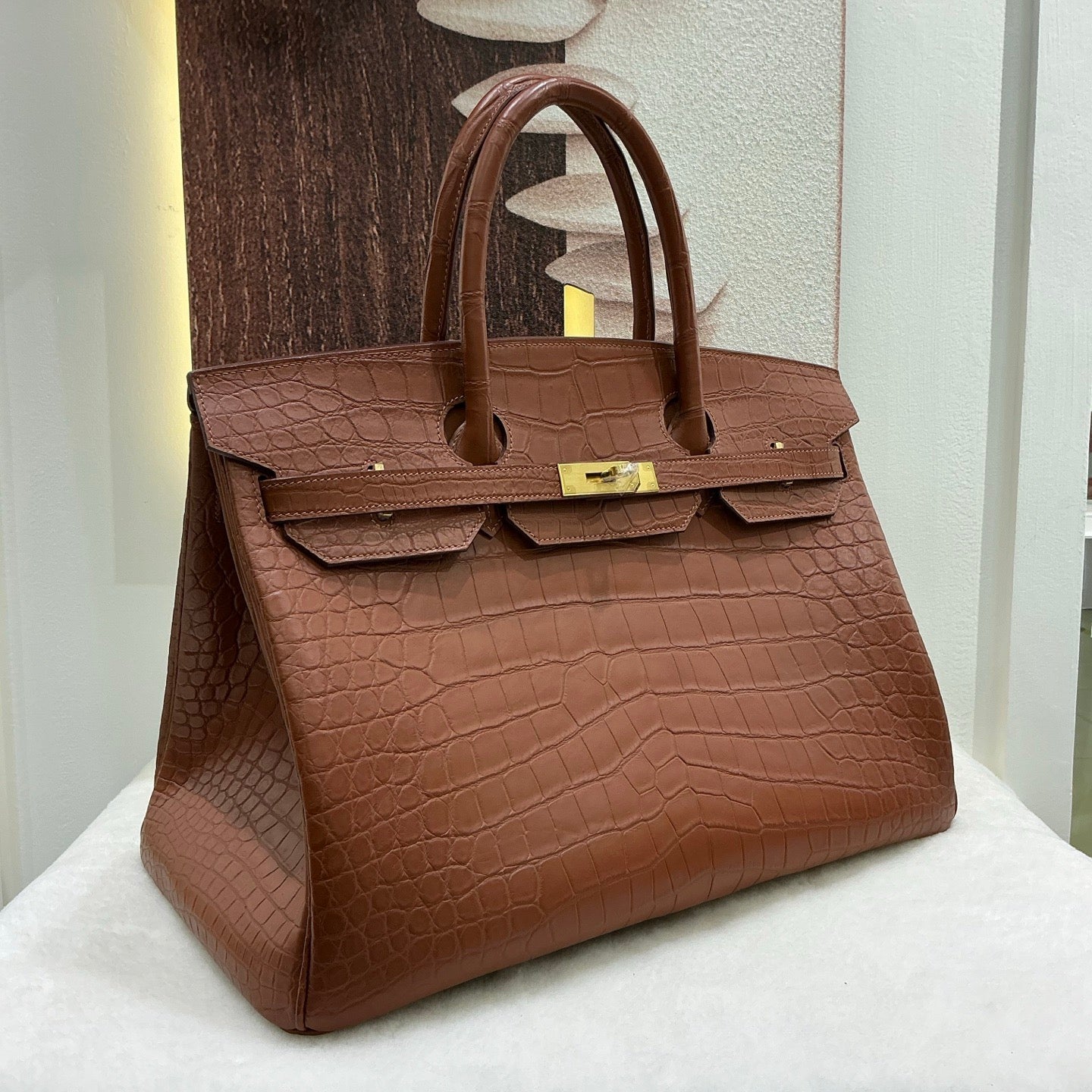 Preorder Genuine Matt US Alligator Crocodile Skin Leather 40cm Business Top Handle Handbags Office Bags Dark Grey