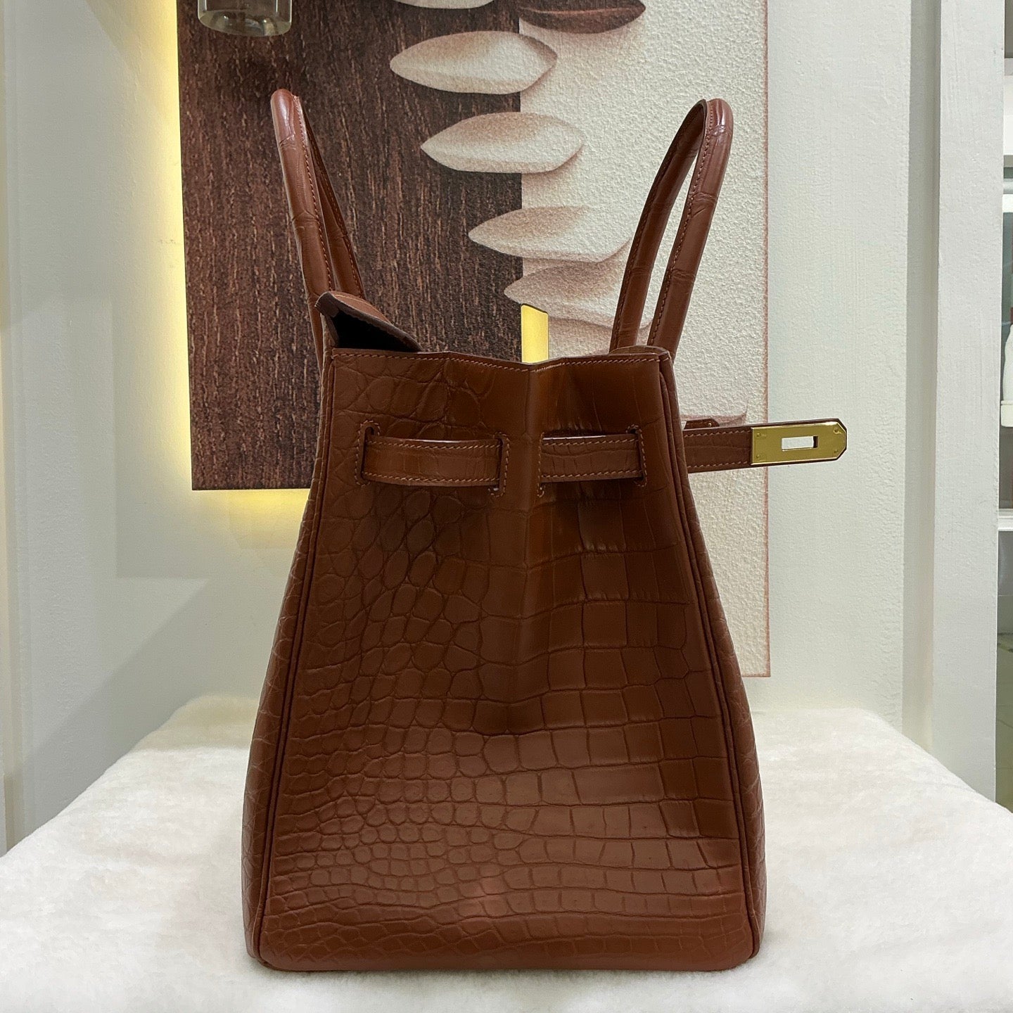 Preorder Genuine Matt US Alligator Crocodile Skin Leather 40cm Business Top Handle Handbags Office Bags Dark Grey