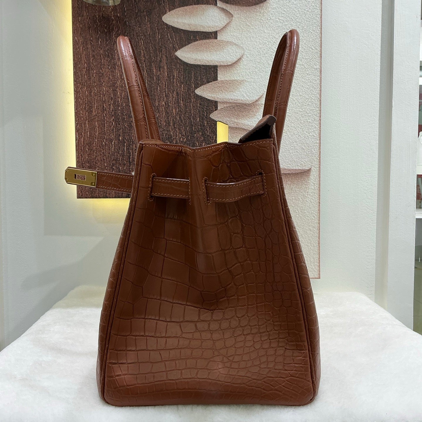 Preorder Genuine Matt US Alligator Crocodile Skin Leather 40cm Business Top Handle Handbags Office Bags Dark Grey