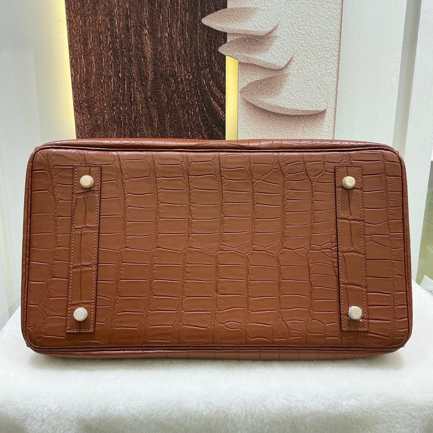 Preorder Genuine Matt US Alligator Crocodile Skin Leather 40cm Business Top Handle Handbags Office Bags Dark Grey