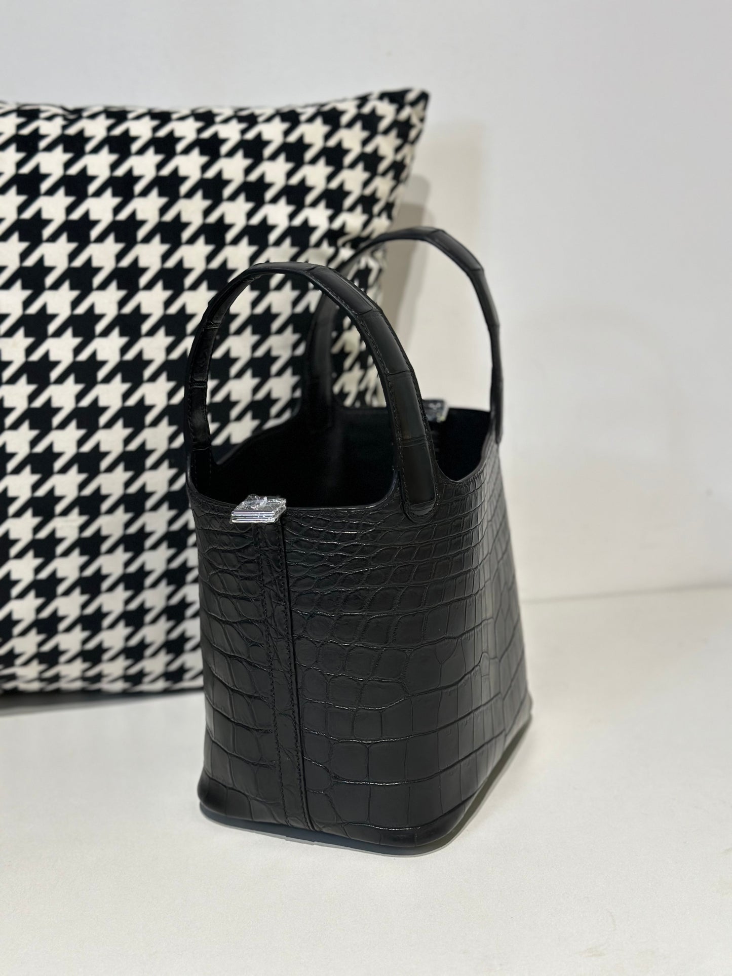 Women's Matt Genuine Crocodile Skin Leather Small Cross Body Bag Black