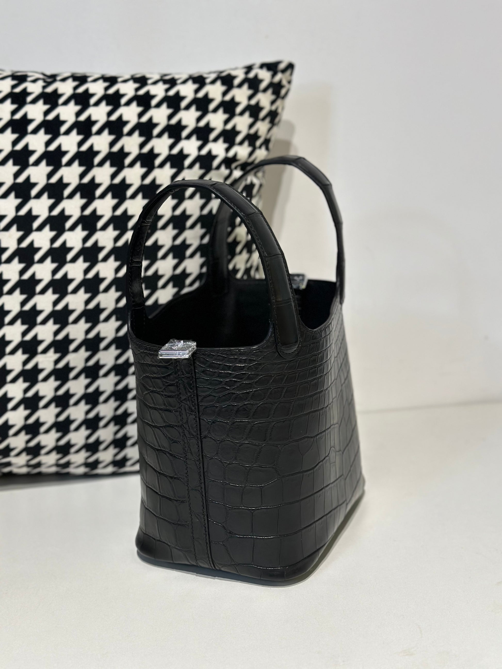 Women's Matt Genuine Crocodile Skin Leather Small Cross Body Bag Black