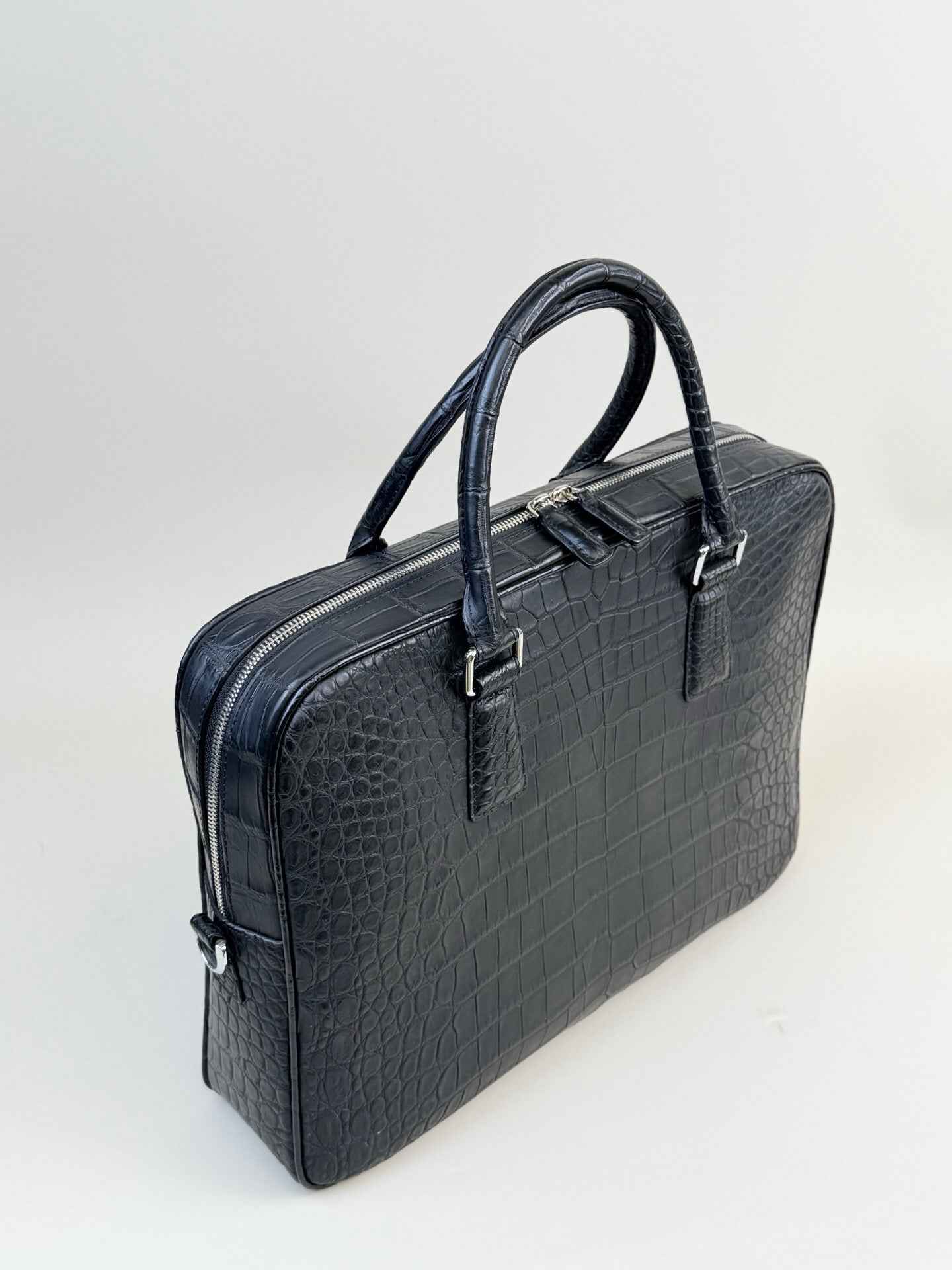 Men's Crocodile Briefcase Business Laptop Document Bags Black