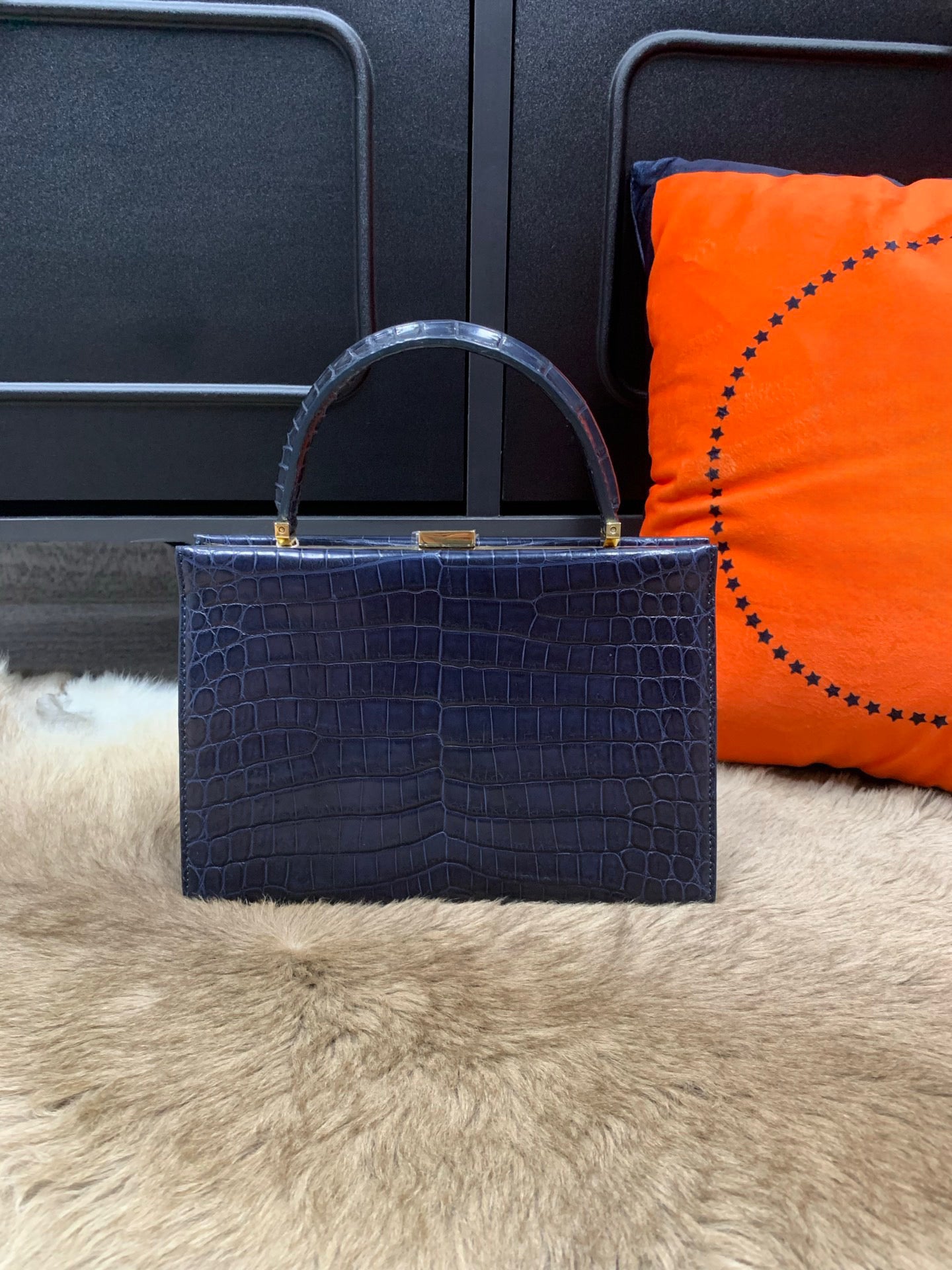 Crocodile Leather Evening Purse Top Handle Clutch Bag