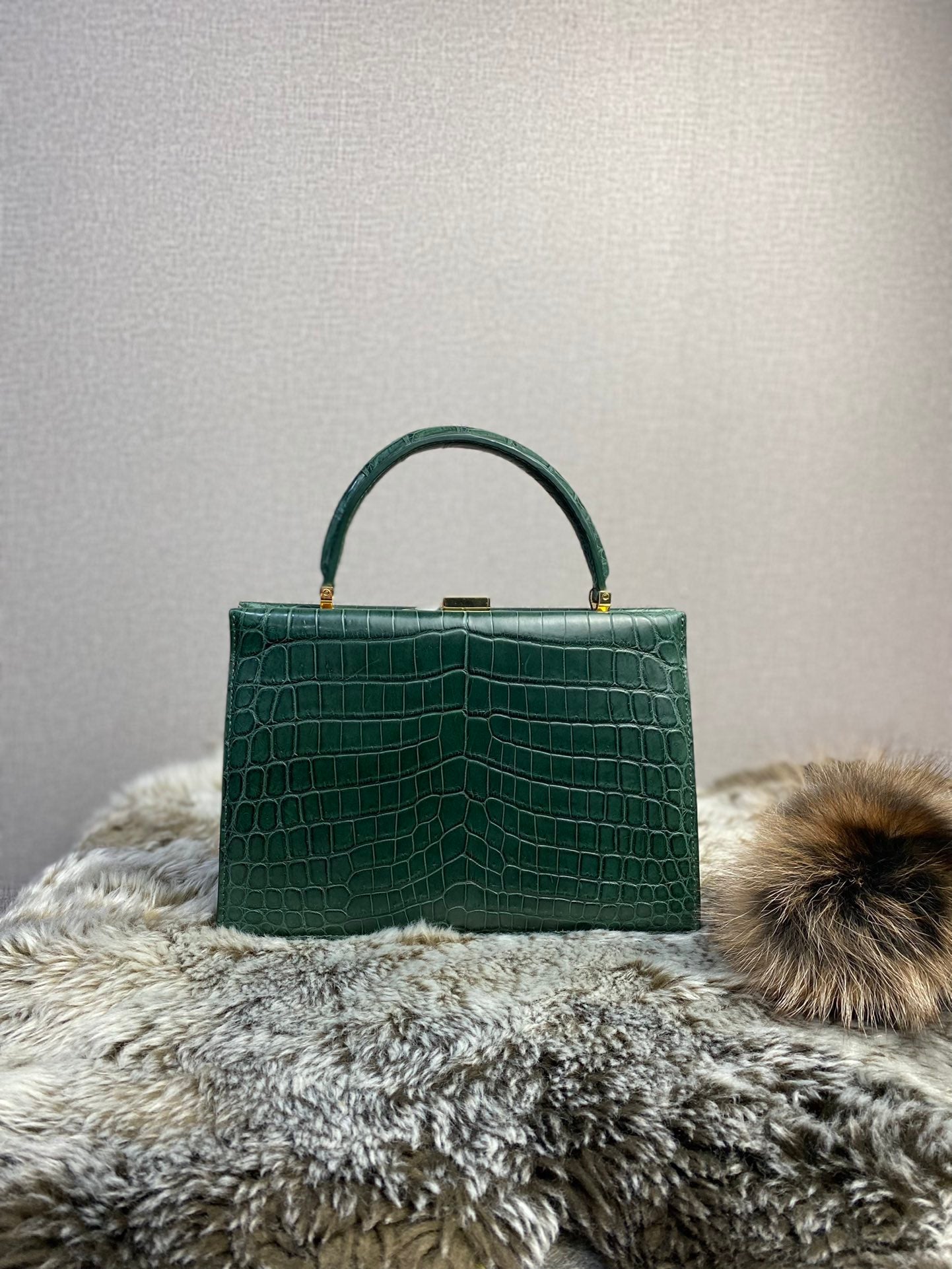 Crocodile Leather Evening Purse Top Handle Clutch Bag