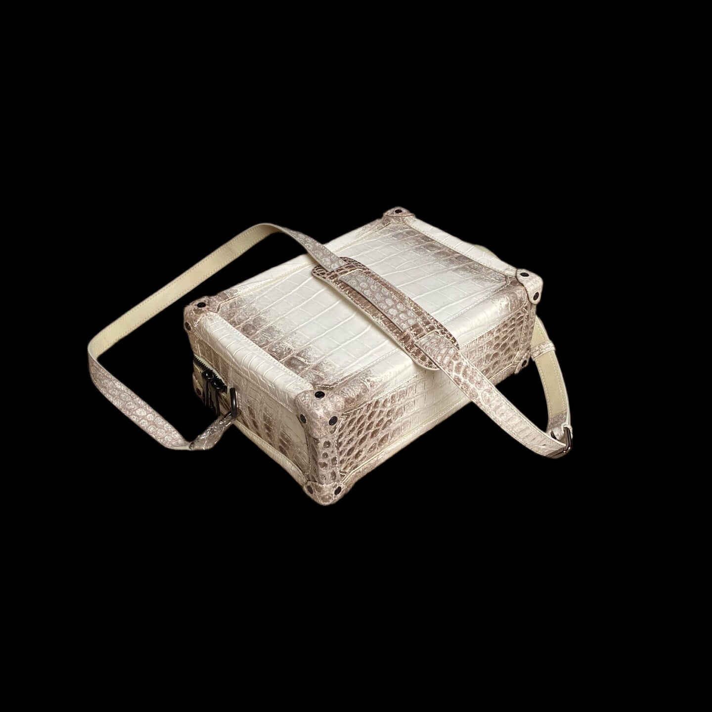Large Trunk Box Bag, Crocodile Skin Leather Trunk Box Bag