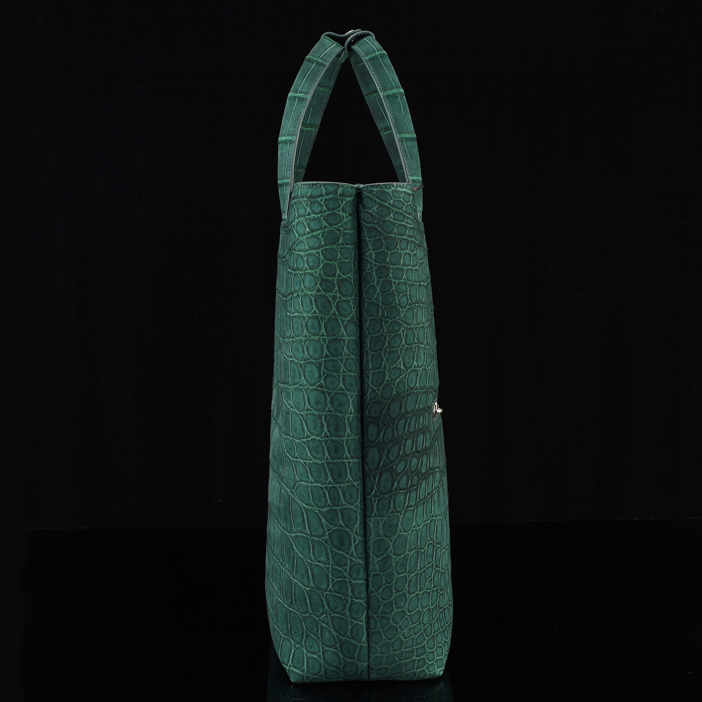Unisex Nubuck Genuine Crocodile Skin Leather Large Shopper Hobo Tote Bags Dark Green