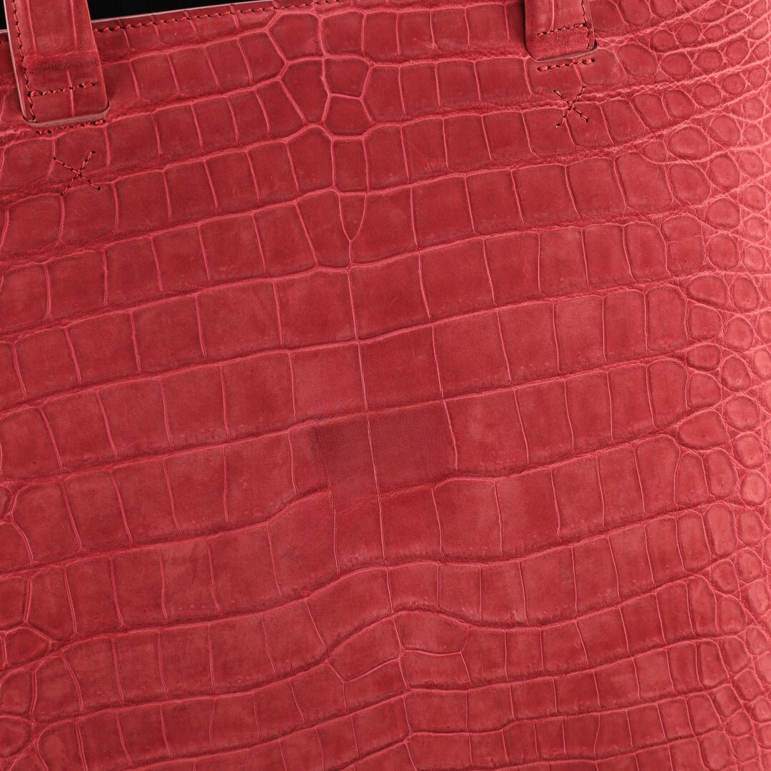 Nubuck Genuine Crocodile Skin Leather Large Shopper Hobo Tote Bags Red