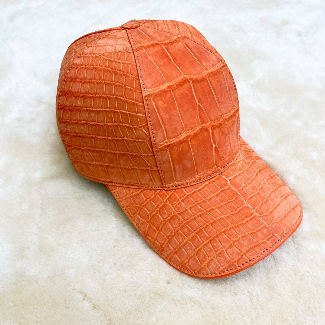 Nile Nubuck Crocodile Skin Leather Baseball Cap