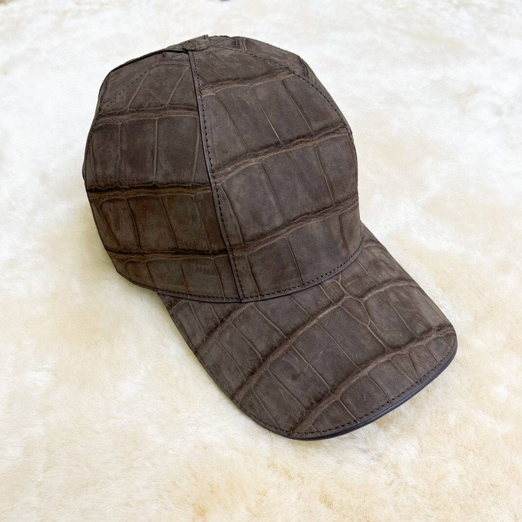 Nile Nubuck Crocodile Skin Leather Baseball Cap