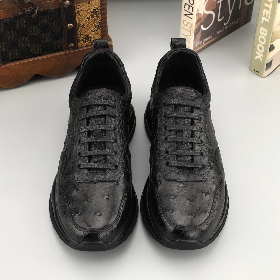Ostrich Sneakers Men's Ostirch Leather Lace Up Sneakers