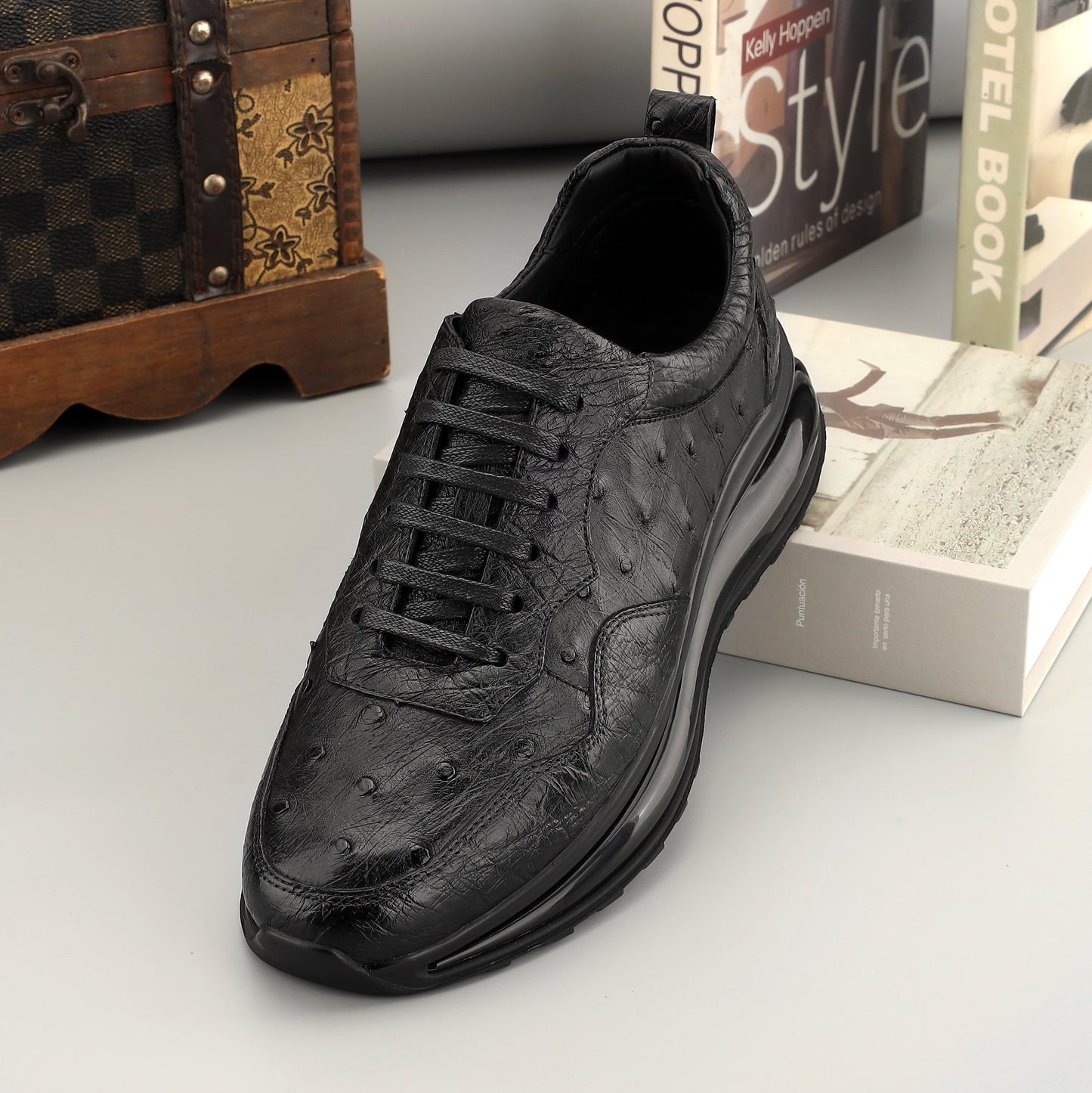 Ostrich Sneakers Men's Ostirch Leather Lace Up Sneakers