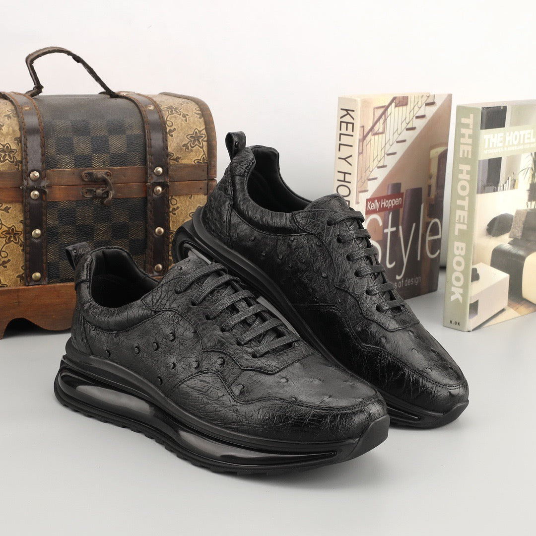Ostrich Sneakers Men's Ostirch Leather Lace Up Sneakers