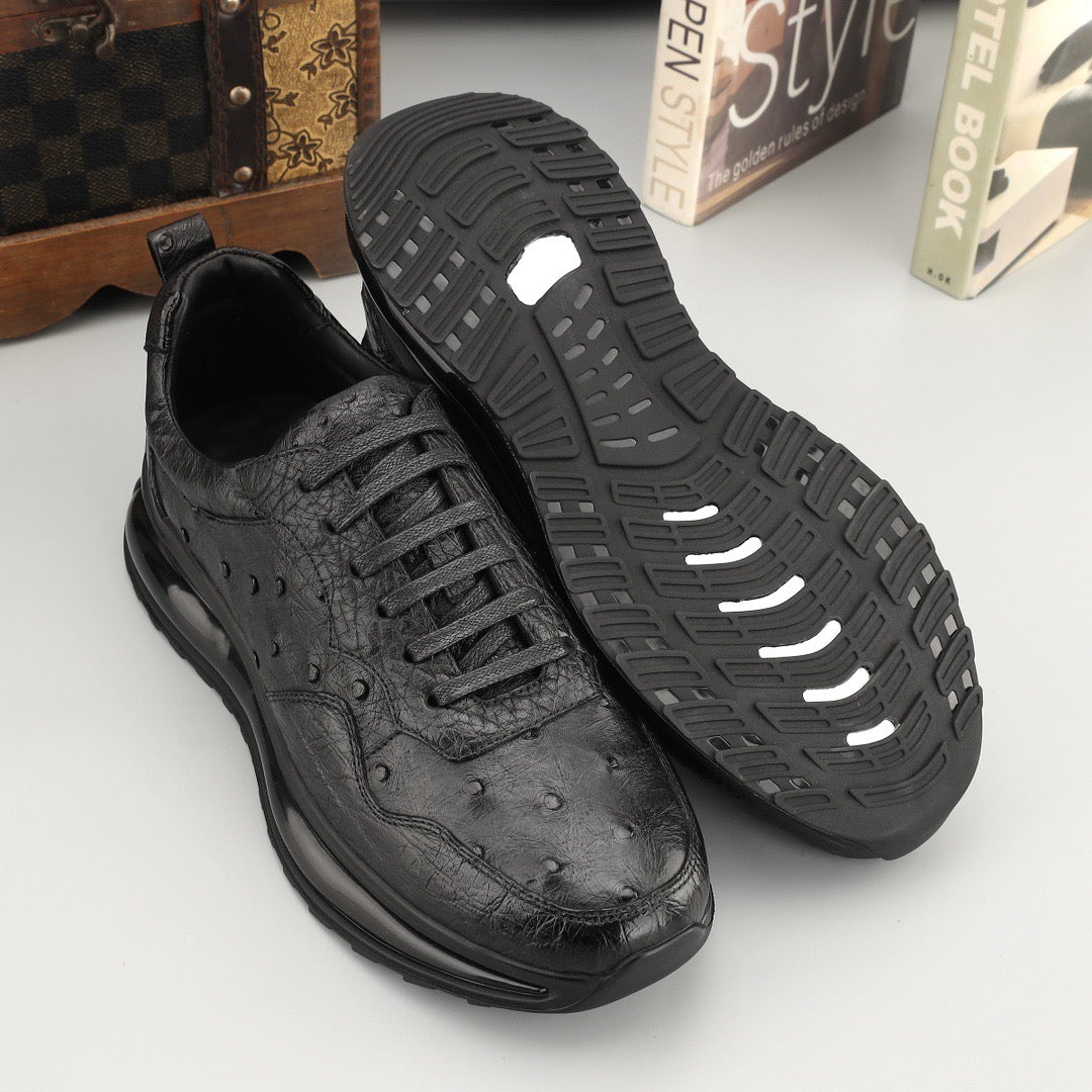 Ostrich Sneakers Men's Ostirch Leather Lace Up Sneakers