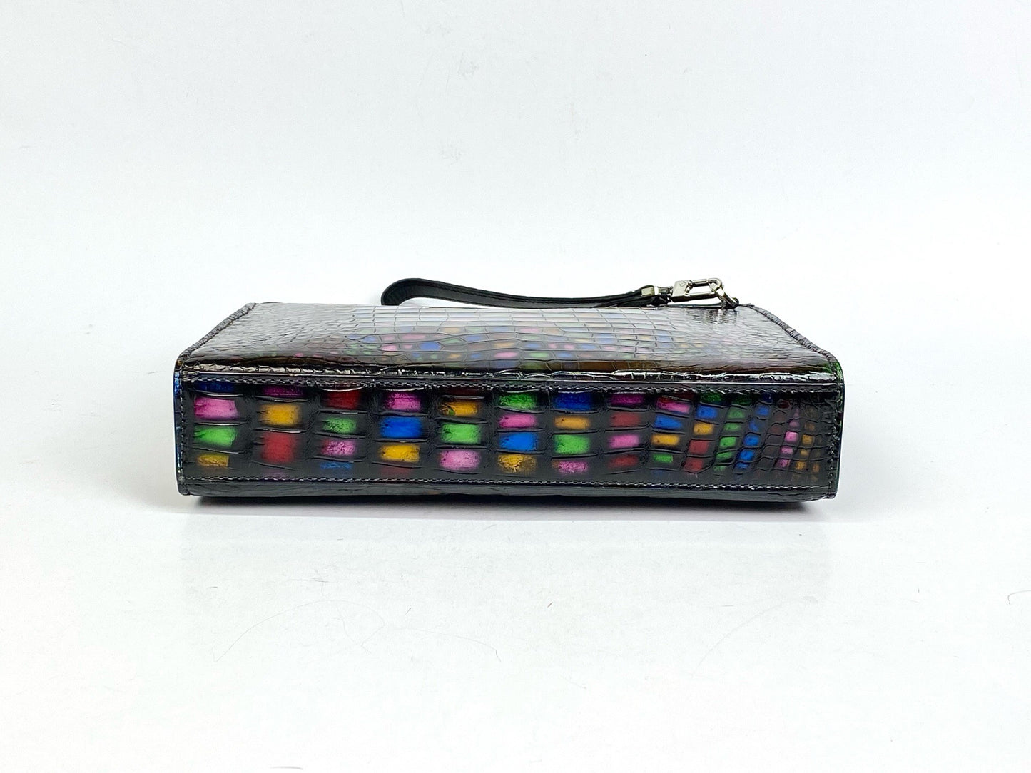 Crocodile Skin Leather Clutch , Stained Glass Style Rhapsody, Church Stained Glass Style Clutch