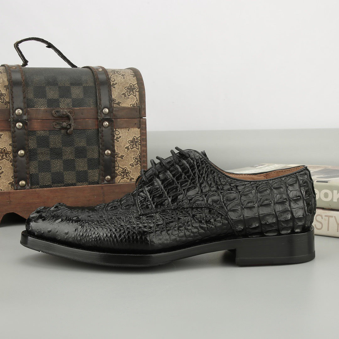 Crocodile Shoes Mens Crocodile Leather Cap Toe Lace Ups Dress Shoe,Goodyear Sole