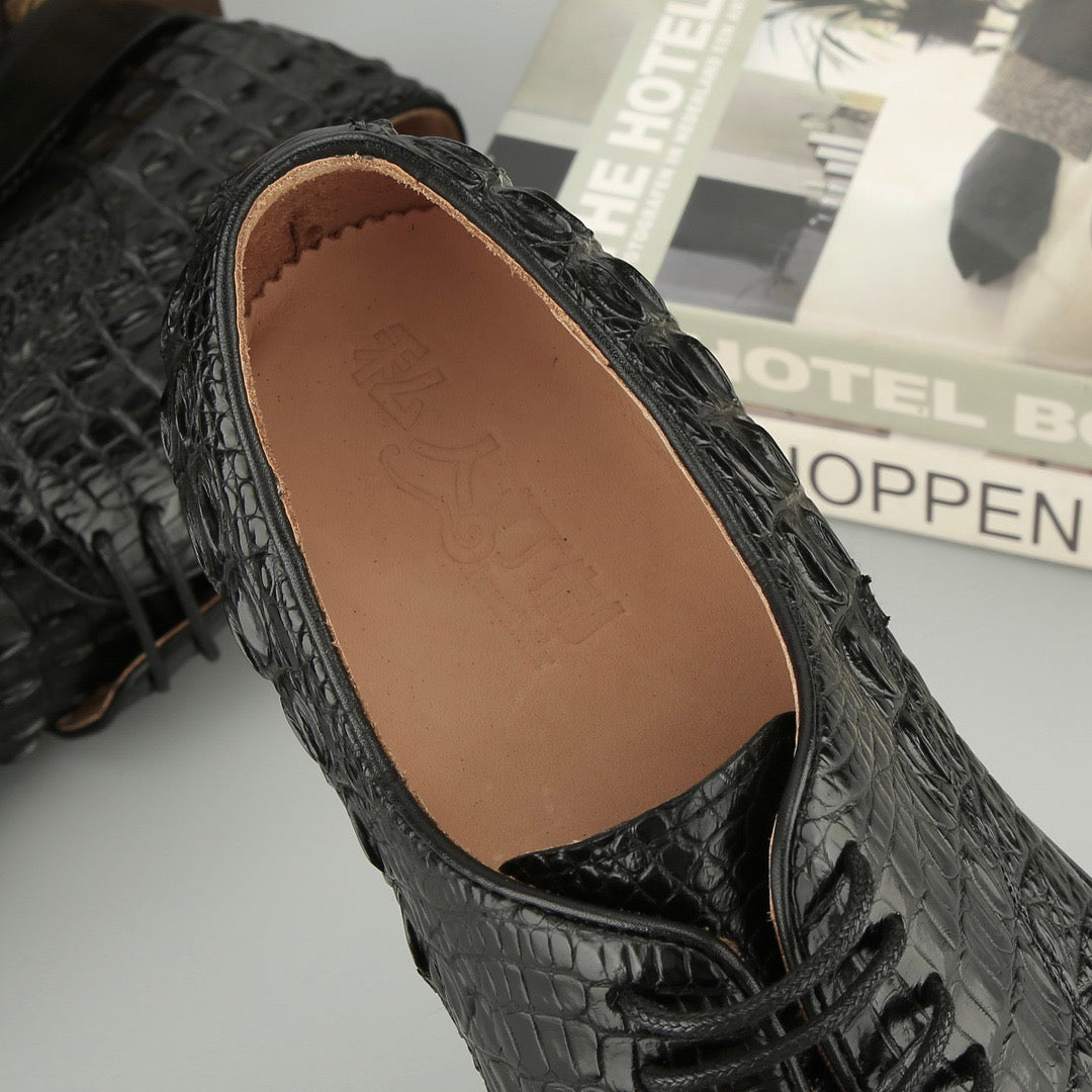 Crocodile Shoes Mens Crocodile Leather Cap Toe Lace Ups Dress Shoe,Goodyear Sole