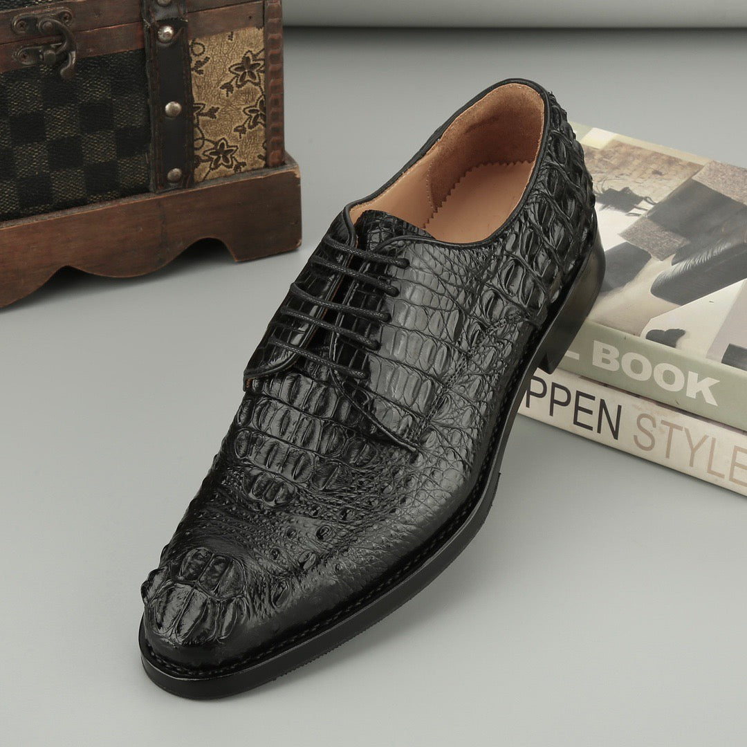 Crocodile Shoes Mens Crocodile Leather Cap Toe Lace Ups Dress Shoe,Goodyear Sole