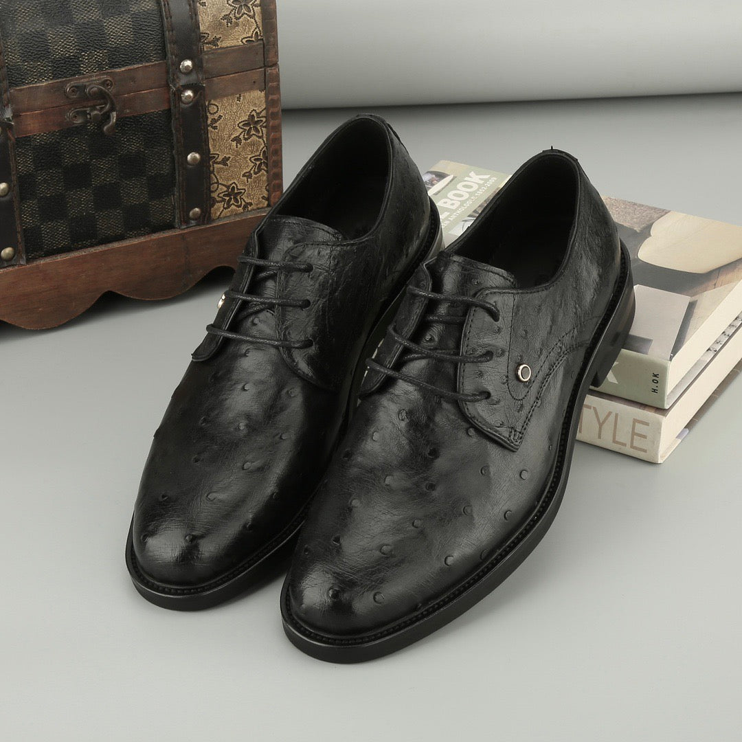 Ostrich Shoes ,Ostrich Leather Lace Up Shoes Black