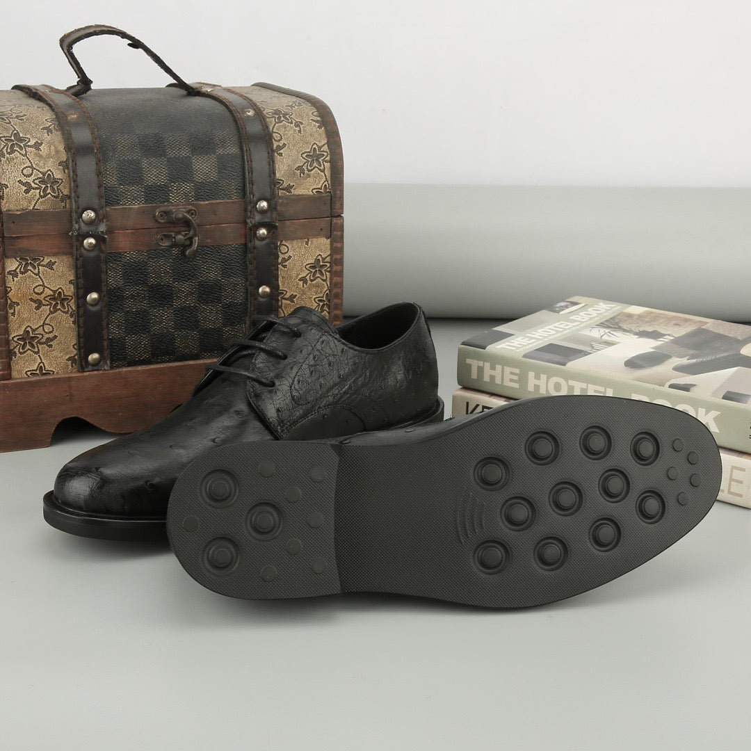 Ostrich Shoes ,Ostrich Leather Lace Up Shoes Black