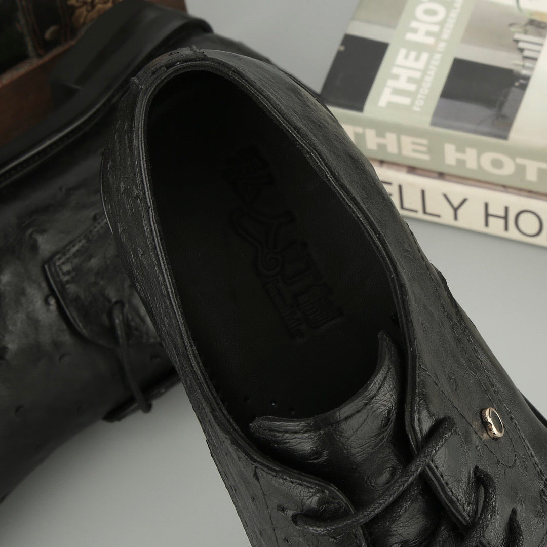Ostrich Shoes ,Ostrich Leather Lace Up Shoes Black