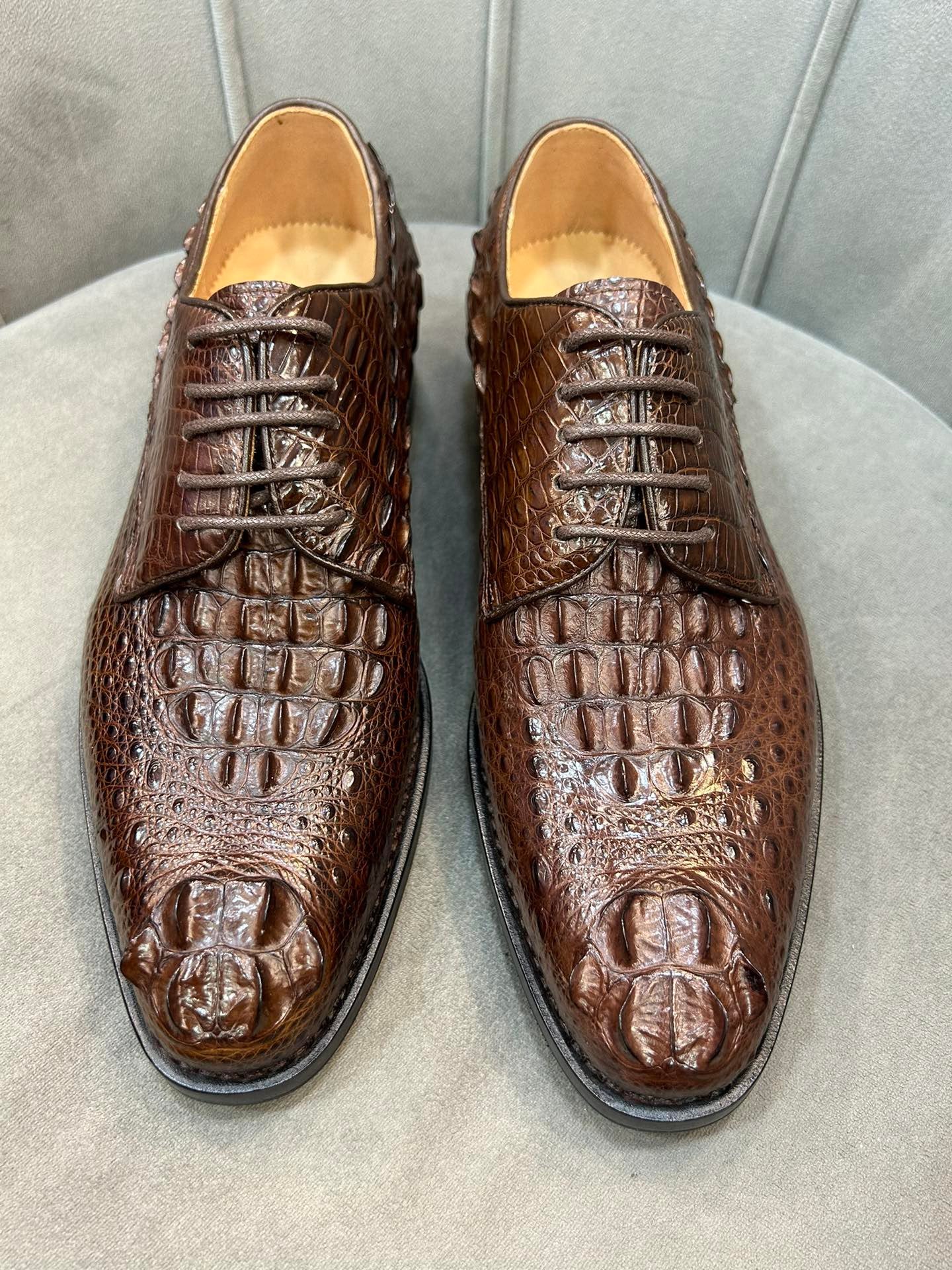 Crocodile Shoes Mens Crocodile Leather Cap Toe Lace Ups Dress Shoe,Goodyear Sole
