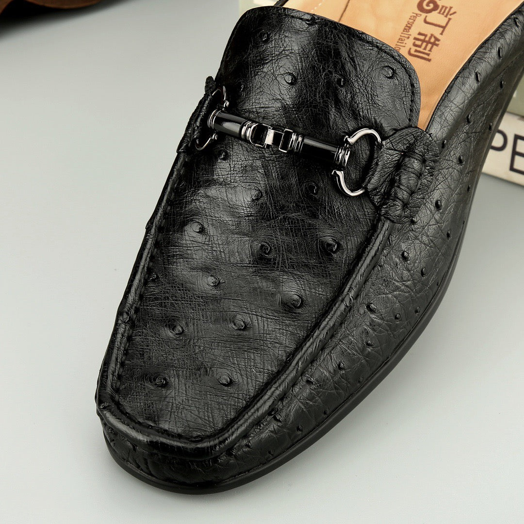 Ostrich Leather Slippers ,Men's Ostrich Leather Slippers