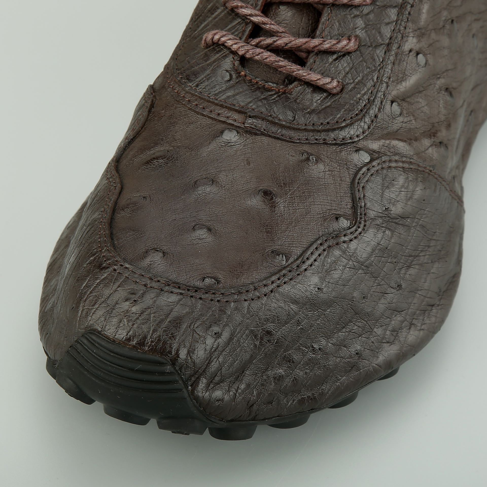 Ostrich Sneakers Men's Ostirch Leather Lace Up Sneakers Brown