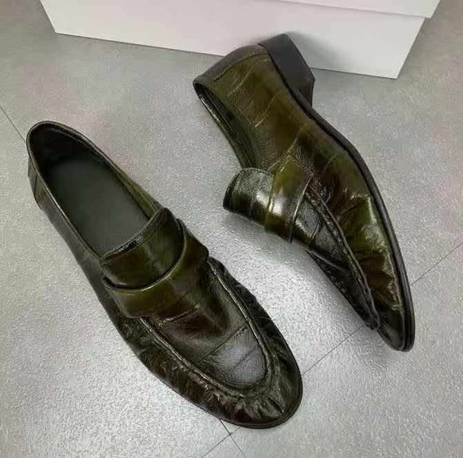 Men's Shoes , Soft Eel Skin Leather Loafers
