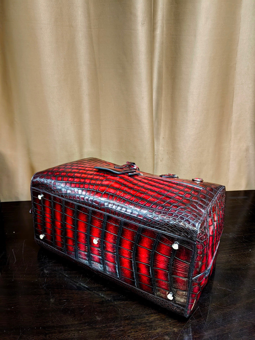 Unisex Genuine Crocodile Skin Leather Large Duffel Business Travel Bag