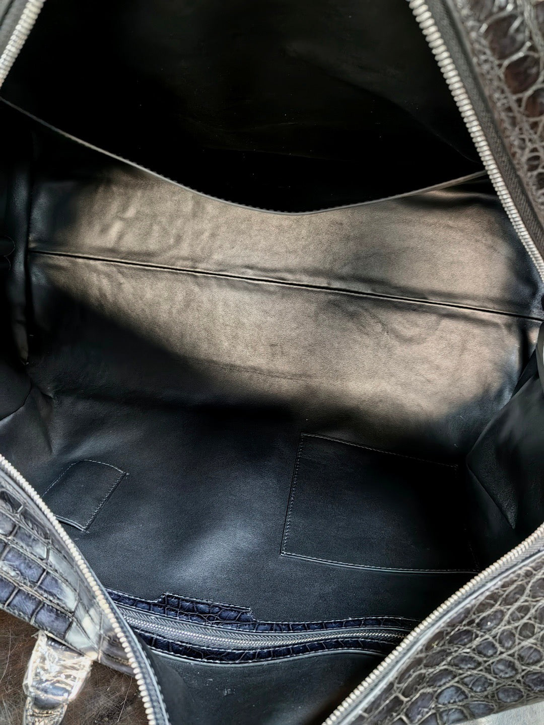 Unisex Genuine Crocodile Skin Leather Large Duffel Business Travel Bag