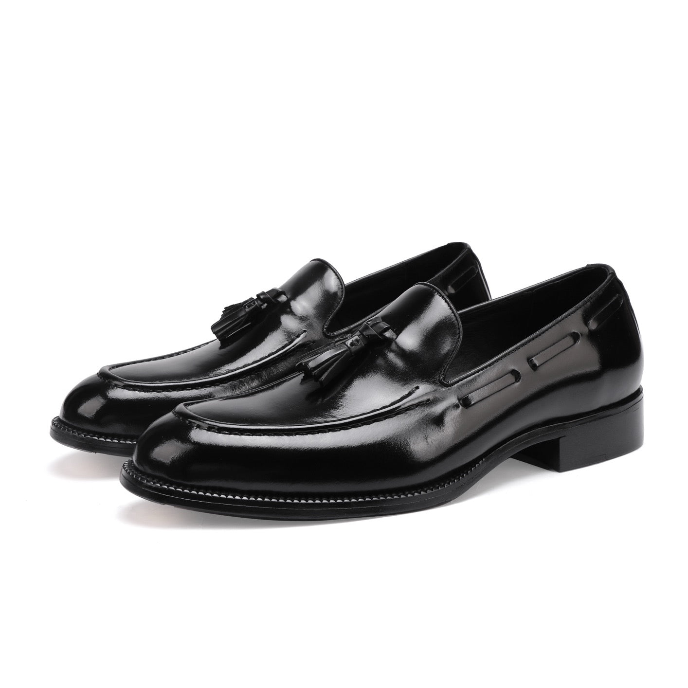 Preorder Genuine Shell Cordovan Leather Loafer Shoes With Tassle Dark Blue