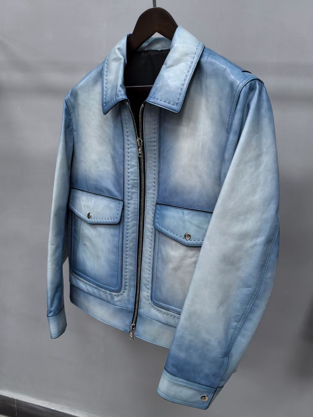 Preorder Mens Jackets , Leather Jacket, Vintage Blue Leather Jackets