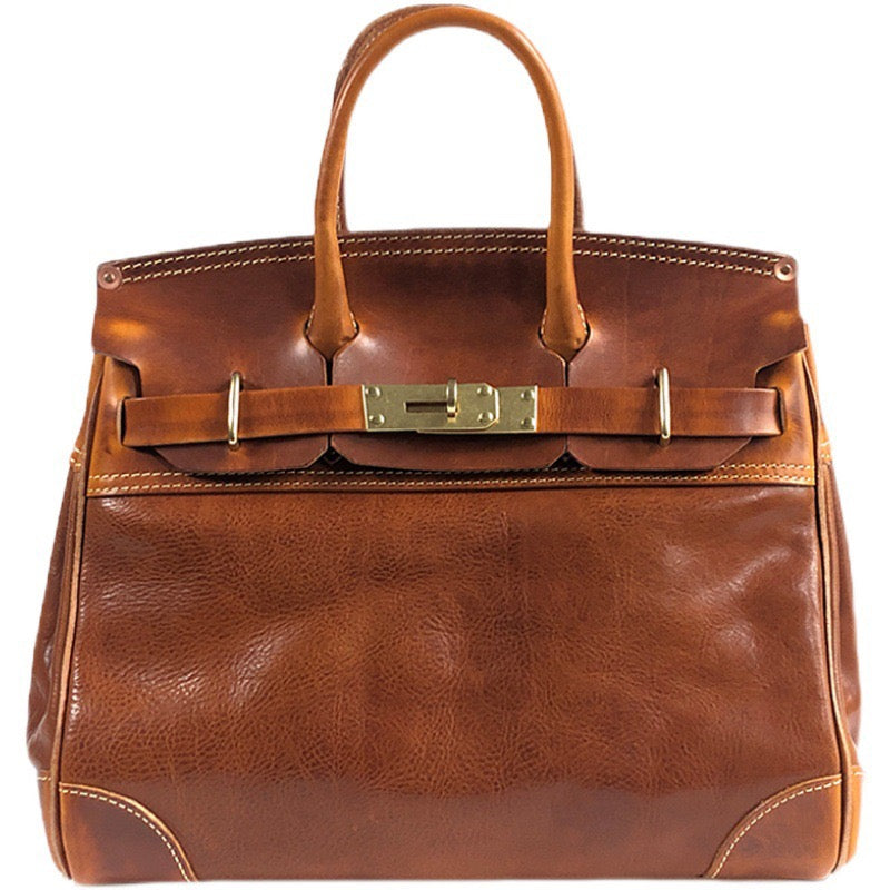 Unisex Vintage Oil Wax Leather Top Handle Bags