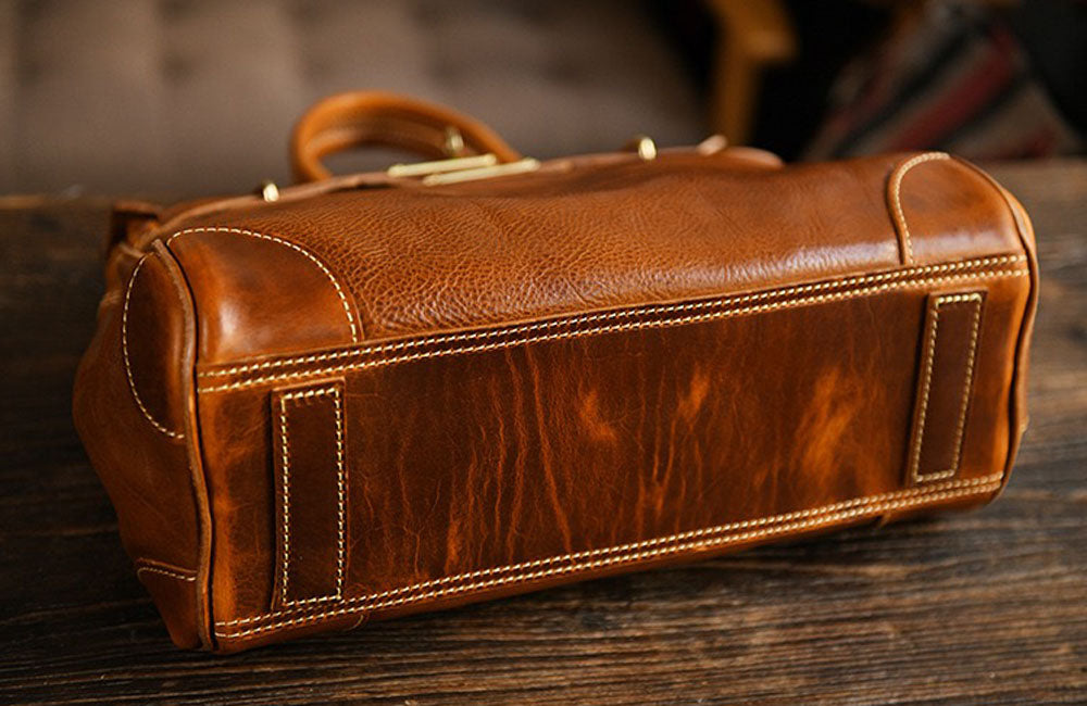 Unisex Vintage Oil Wax Leather Top Handle Bags