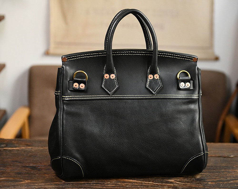 Unisex Vintage Oil Wax Leather Top Handle Bags