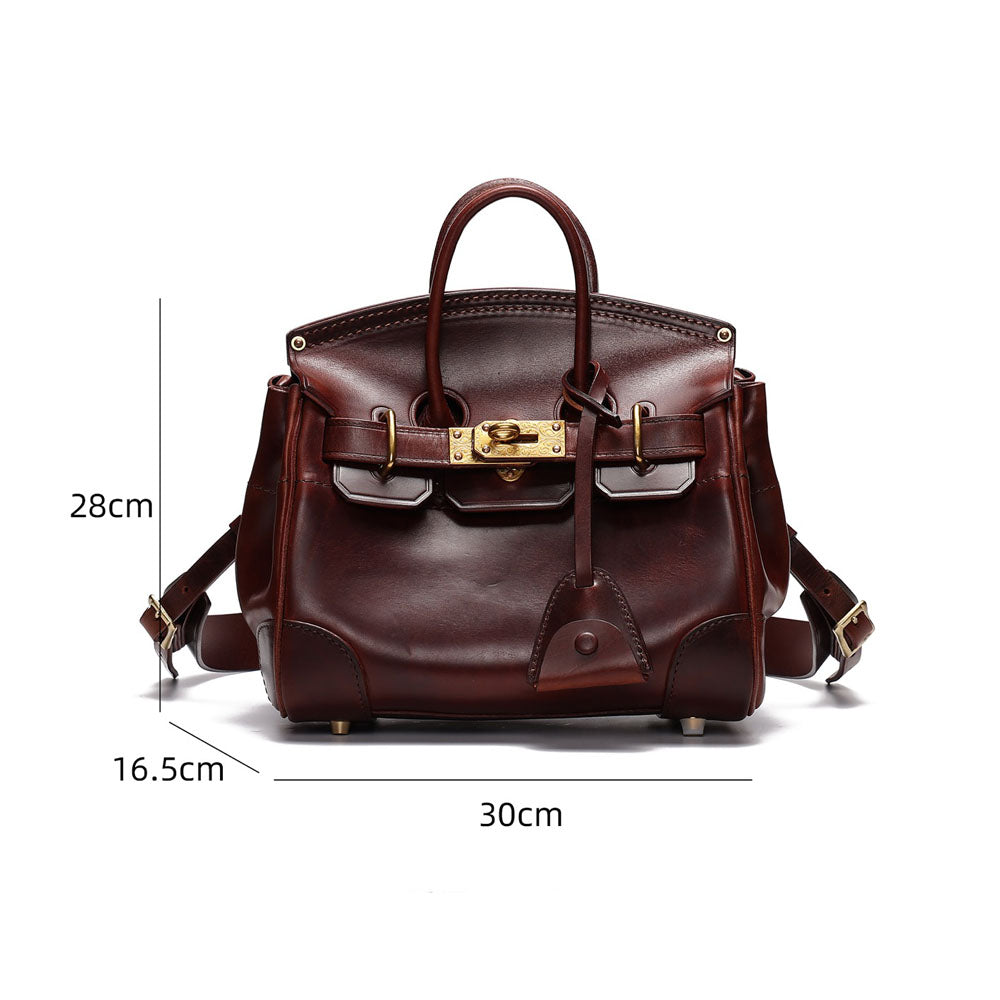 Unisex Vintage Oil Wax Leather Top Handle Bags Three Size