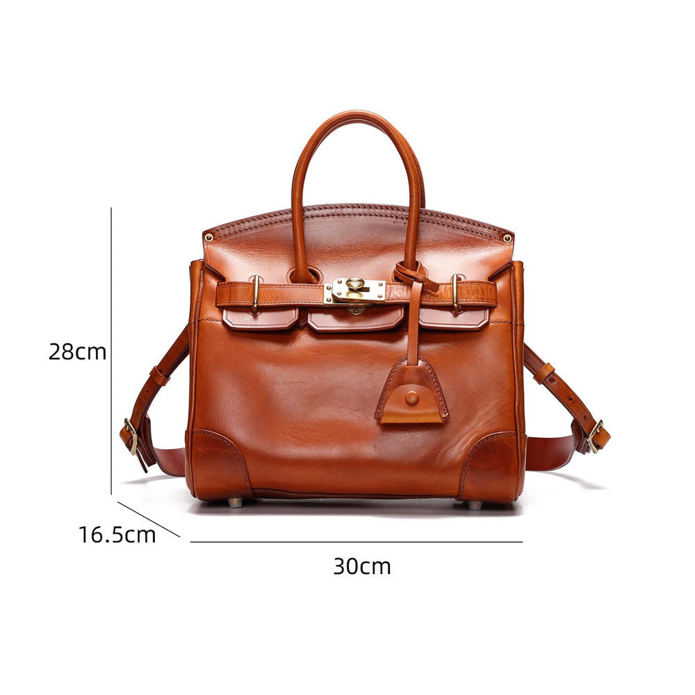 Unisex Vintage Oil Wax Leather Top Handle Bags Three Size
