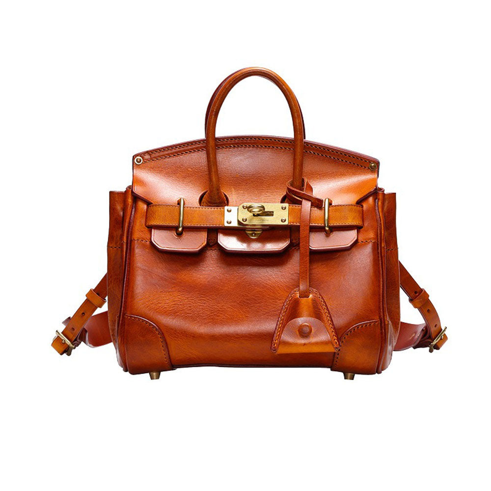 Unisex Vintage Oil Wax Leather Top Handle Bags Three Size