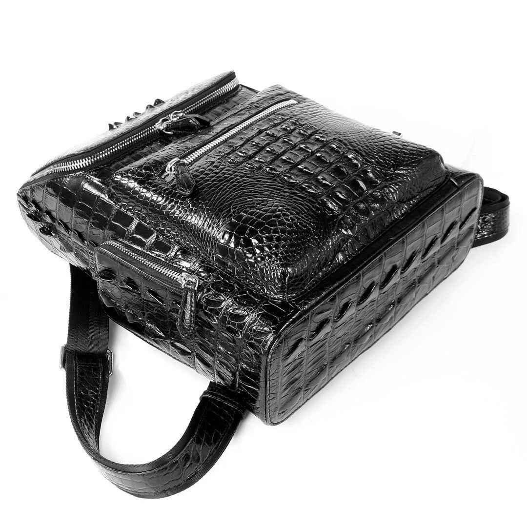 Unisex Crocodile Skin Leather Large Backpack