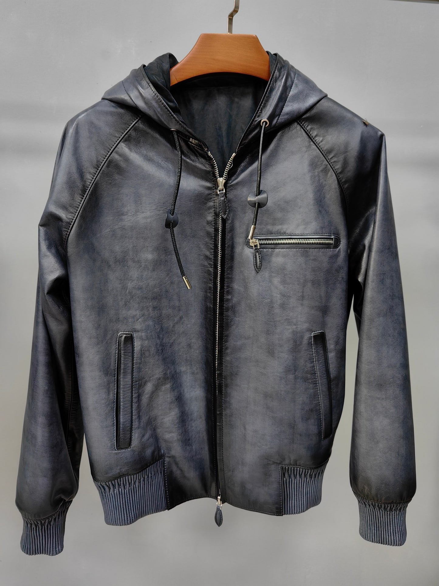 Mens Jackets , Leather Jacket, Vintage Grey Leather Jackets