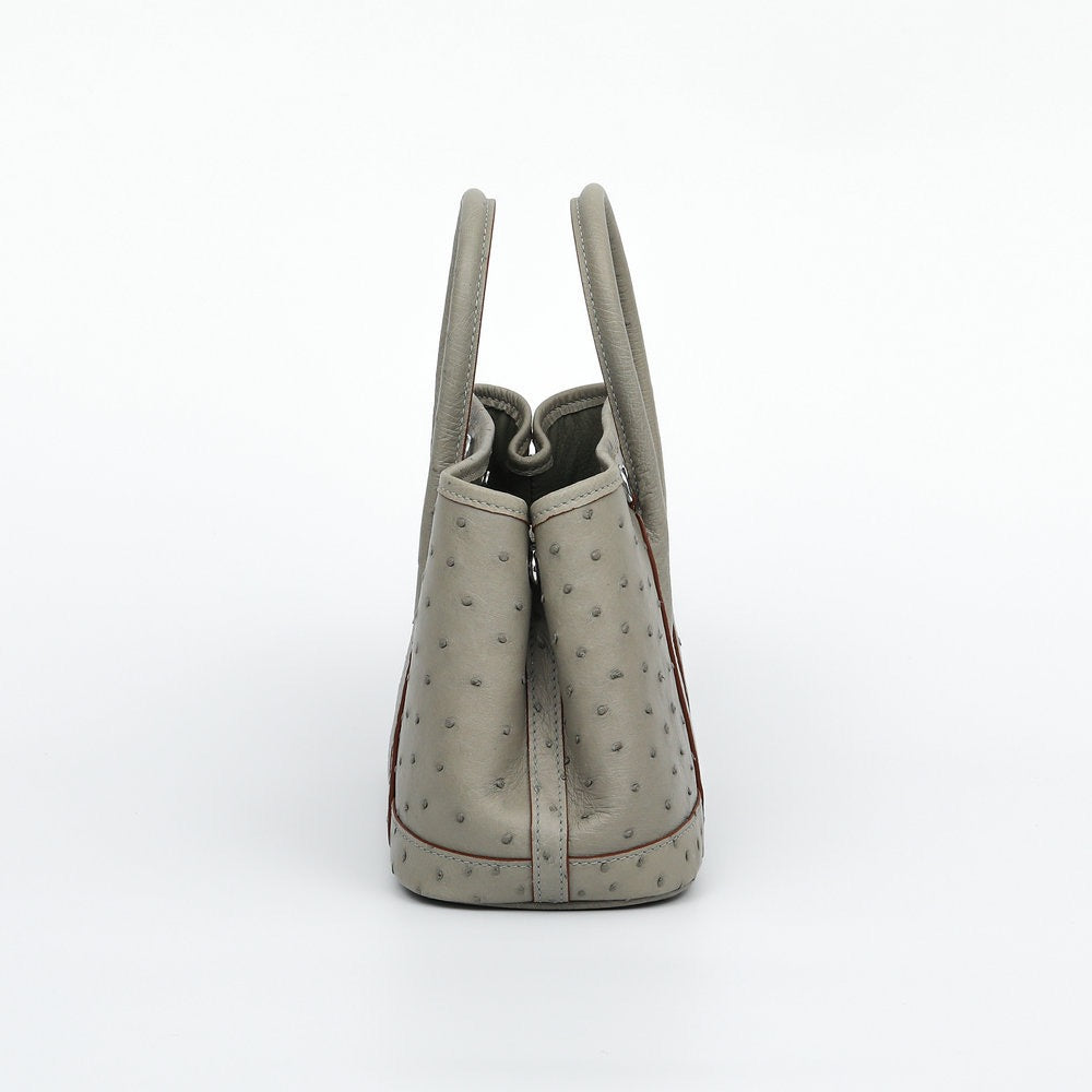 Genuine Ostrich Skin Leather Small Tote Bag