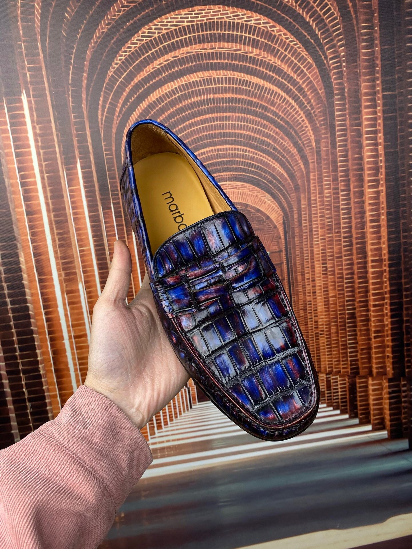 Crocodile Shoes Vintage Multi Timeless Driving Shoes in Genuine Crocodile Skin Leather